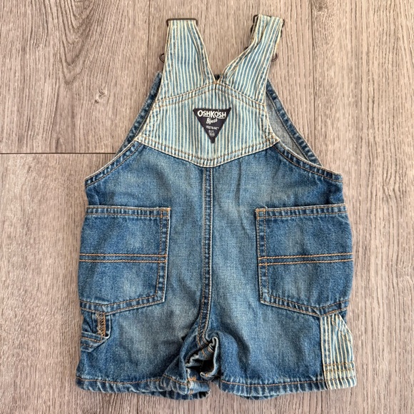 OshKosh Vestbak Bib Overall Denim Shorts Blue Jean Jorts Baby size 9 month - Picture 5 of 8
